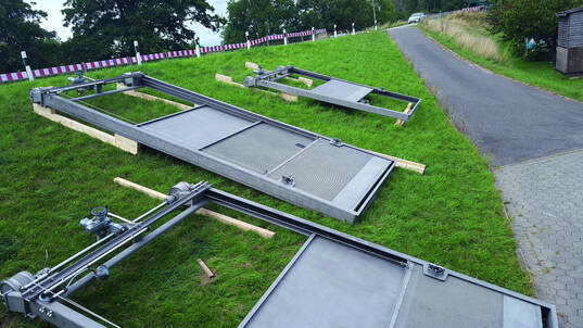 KÖSTER-Fischschutzanlagen vor der Montage im Schöpfwerk Ochsenwerder in Hamburg