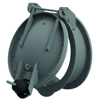 Rückstauklappen mit Schlagdämpfung und Hohldeckel