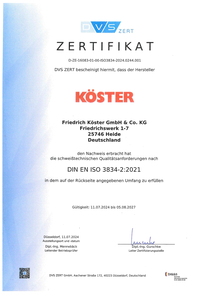 KÖSTER Maschinenfabrik und Gießerei - Zertifizierung