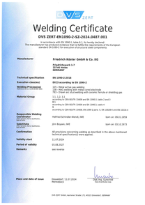 KÖSTER Maschinenfabrik und Gießerei - Zertifizierung